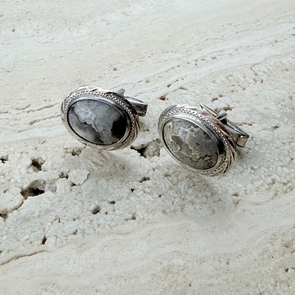 Elegant Silver and Gray Stone Earrings